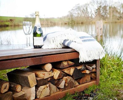 Wood Garden Storage Bench