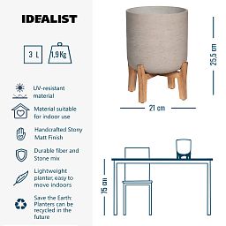 Charlie Round Indoor Planter on Legs by Idealist Premium Rough