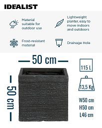 IDEALIST Lite Ribbed Light Concrete Square Planter