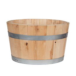 Rustic European Birch Hardwood Round Tub Half Barrel Outdoor Planter Made in UK by HORTICO