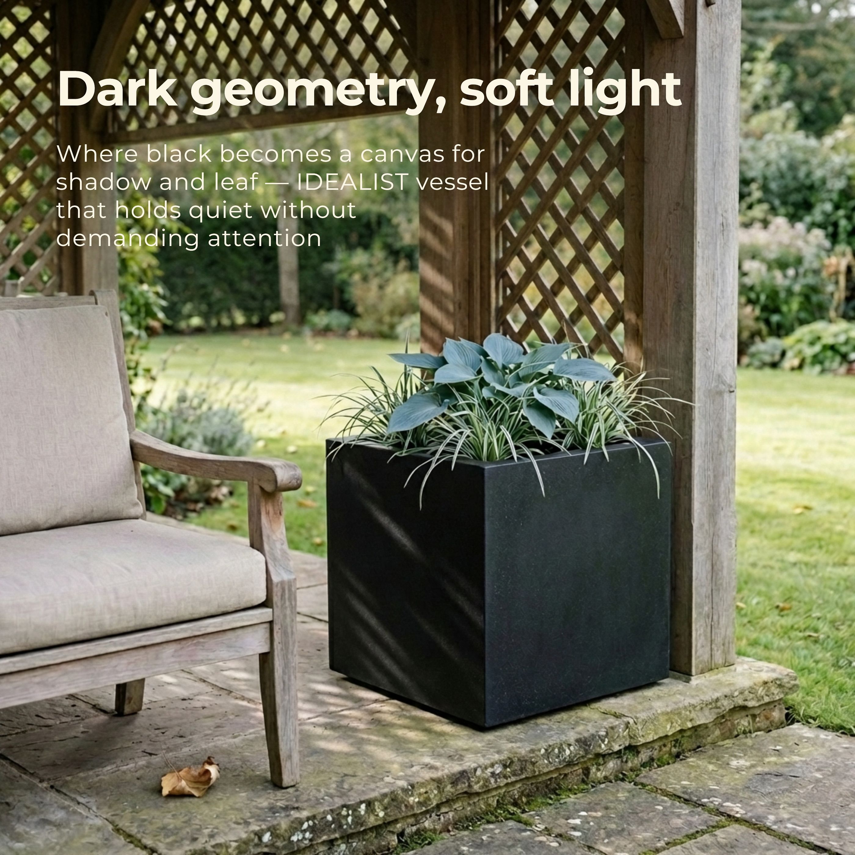 IDEALIST Lite Square Box Contemporary Light Concrete Planter Set
