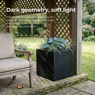 IDEALIST Lite Square Box Contemporary Light Concrete Planter Set