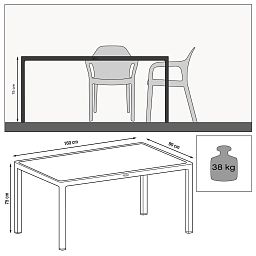 LECHUZA Rectangular Dining with Glass Plate