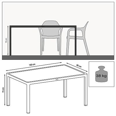 LECHUZA Rectangular Dining with Glass Plate