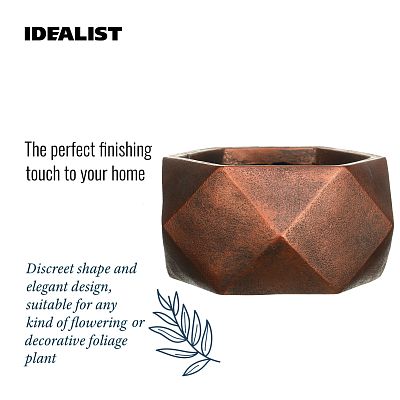 IDEALIST Lite Faceted Effect Bronze Bowl Planter Indoor Plant Pot
