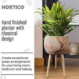 HORTICO TREND Wooden House Planter with Legs, Tall Indoor Plant Pot Stand with Waterproof Liner