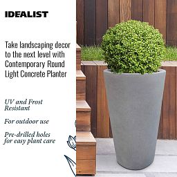 IDEALIST Lite Contemporary Round Light Concrete Planter