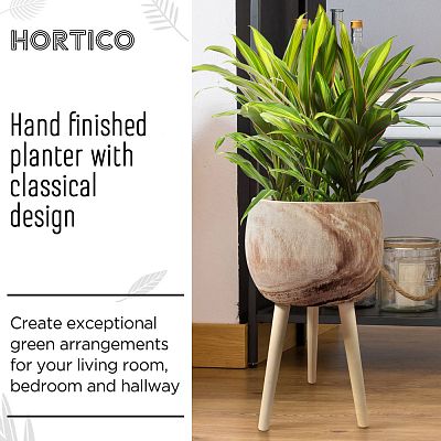 HORTICO TREND Wooden House Planter with Legs, Tall Indoor Plant Pot Stand with Waterproof Liner