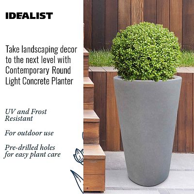 IDEALIST Lite Contemporary Round Light Concrete Planter