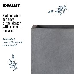 IDEALIST Lite Tall Square Contemporary Light Concrete Planter