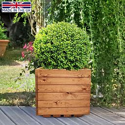 Rustic Scandinavian Redwood Square Outdoor Open Planter Made in UK by HORTICO