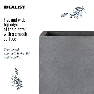 IDEALIST Lite Tall Square Contemporary Light Concrete Planter