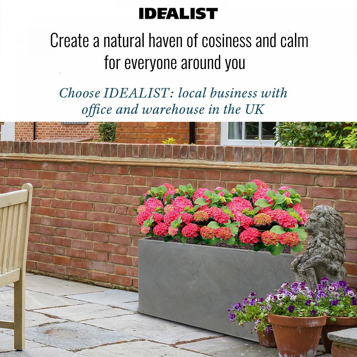 Contemporary Light Concrete High Trough Planter by Idealist Lite