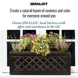 IDEALIST Lite Window Box Faux Lead Lattice Grey Light Stone Planter