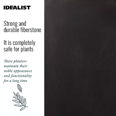 Set of IDEALIST Lite Light Concrete Garden Tall Planters, Outdoor Plant Pots with Tapered Shape