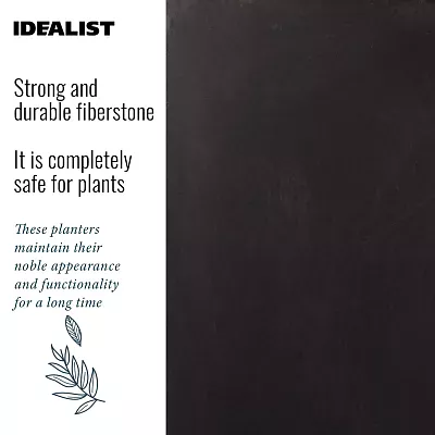 Set of IDEALIST Lite Light Concrete Garden Tall Planters, Outdoor Plant Pots with Tapered Shape