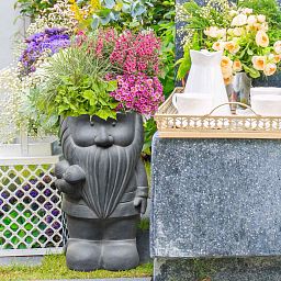 IDEALIST Lite Gnome with Mushrooms Oval Plant Pot Outdoor