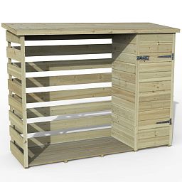 Outdoor Wooden Log and Tool Store by Forest Garden