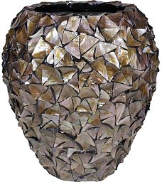 Shell 80 Round Tall Polystone Indoor Planter