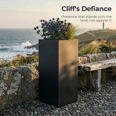 IDEALIST Lite Tall Square Contemporary Light Concrete Planter