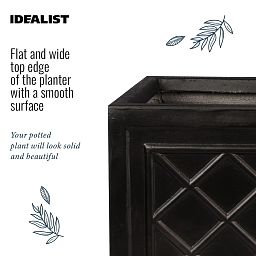 IDEALIST Lite Window Box Faux Lead Lattice Grey Light Stone Planter