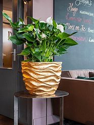 Luxe Lite Glossy Sea Round Indoor Planter