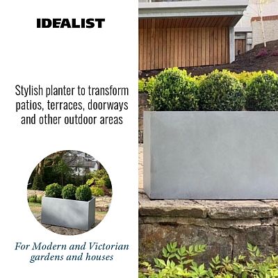 IDEALIST Lite Contemporary Light Concrete Trough Planter Set