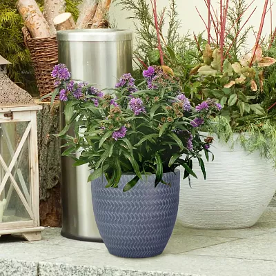IDEALIST Lite Plaited Style Round Planter Outdoor Plant Pot