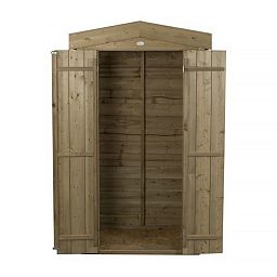 Installed Outdoor Pressure Treated Wooden Overlap Apex Tall Garden Store by Forest Garden