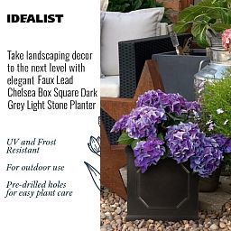 IDEALIST Lite Faux Lead Chelsea Box Square Light Concrete Planter