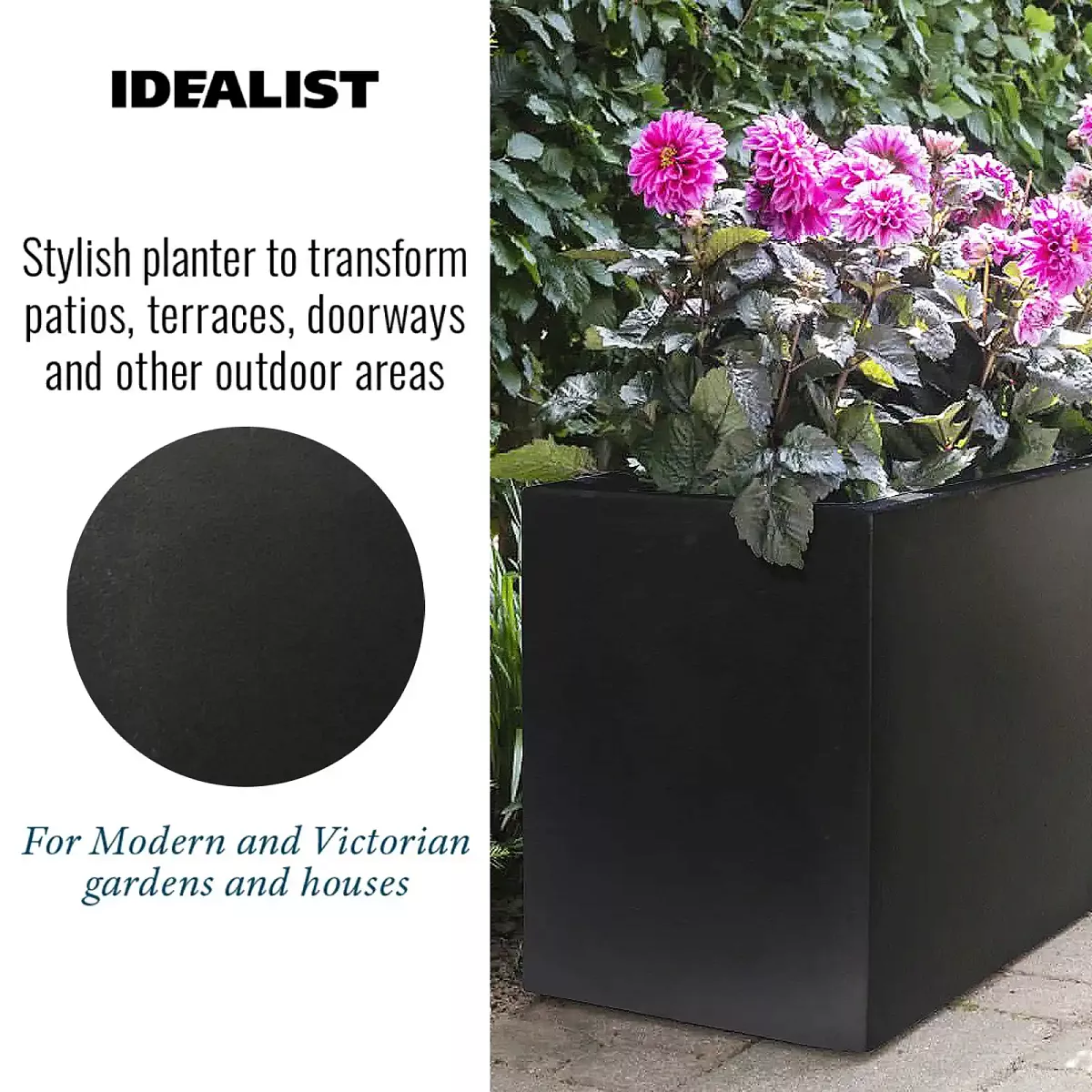 IDEALIST Lite Contemporary Light Concrete High Trough Planter