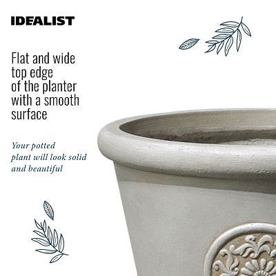 IDEALIST Lite Rustic Style Rolled Rim Wide Vase Outdoor Planter