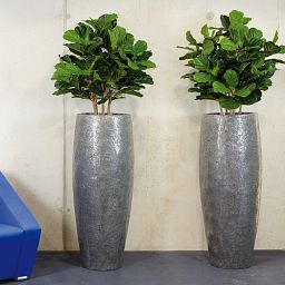Crackle Round Tall Polystone Outdoor Planter