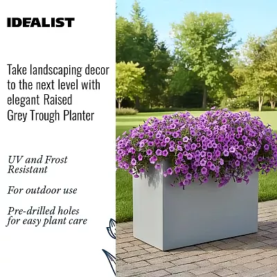 IDEALIST Lite Contemporary Light Concrete Trough Planter