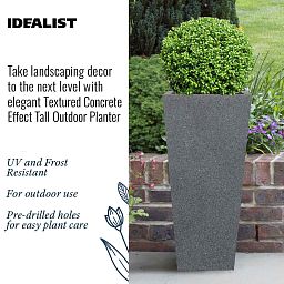 IDEALIST Lite Textured Concrete Effect Tall Tapered Outdoor Planter