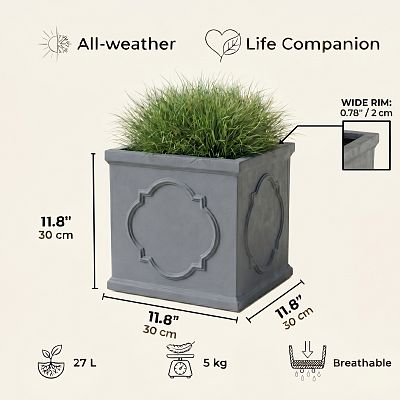 IDEALIST Windsor Light Stone Square Garden Planter