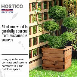 Rustic Scandinavian Redwood Square Outdoor Planter Made in UK by HORTICO