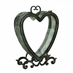 Heart Metal Vintage Pattern Garden Dark Silver Lantern by Minster