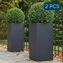 IDEALIST Lite Tall Square Contemporary Light Concrete Planter Set