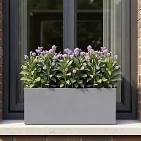 IDEALIST Lite Window Flower Box Garden Planter, Grey Light Concrete Ou...