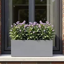 IDEALIST Lite Window Flower Box Garden Planter, Grey Light Concrete Ou...