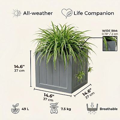 IDEALIST Regency Light Stone Square Garden Planter