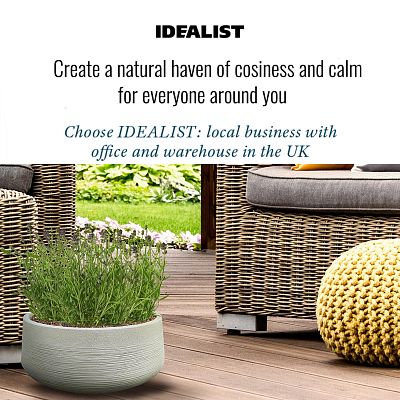 IDEALIST Lite Ribbed Light Concrete Bowl Planter
