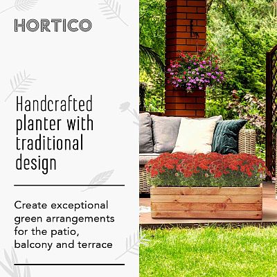 Rustic Scandinavian Redwood Open Trough Outdoor Planter Made in UK by HORTICO