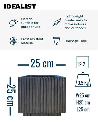 IDEALIST Lite Vertical Ribbed Square Effect Outdoor Planter