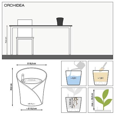 LECHUZA ORCHIDEA Round Poly Resin Indoor Self-watering Planter