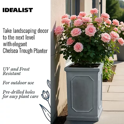 IDEALIST Lite Faux Lead Chelsea Light Concrete Tall Square Planter