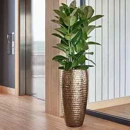 Opus Hammered Polystone Tall Planter + Liner | Round Large Indoor Plant Pot