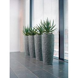 Rocky Round Tall Polystone Outdoor Planter