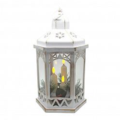 Hexagonal Christmas Lantern with Triple Flickabrights Candles Hexagonal Christmas Lantern with Triple Flickabrights Candles